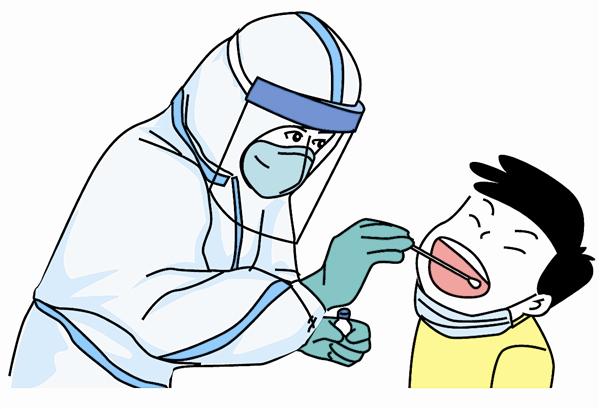 要记得全程佩戴口罩,人与人之间的距离间隔一米,采集鼻咽拭子前,你
